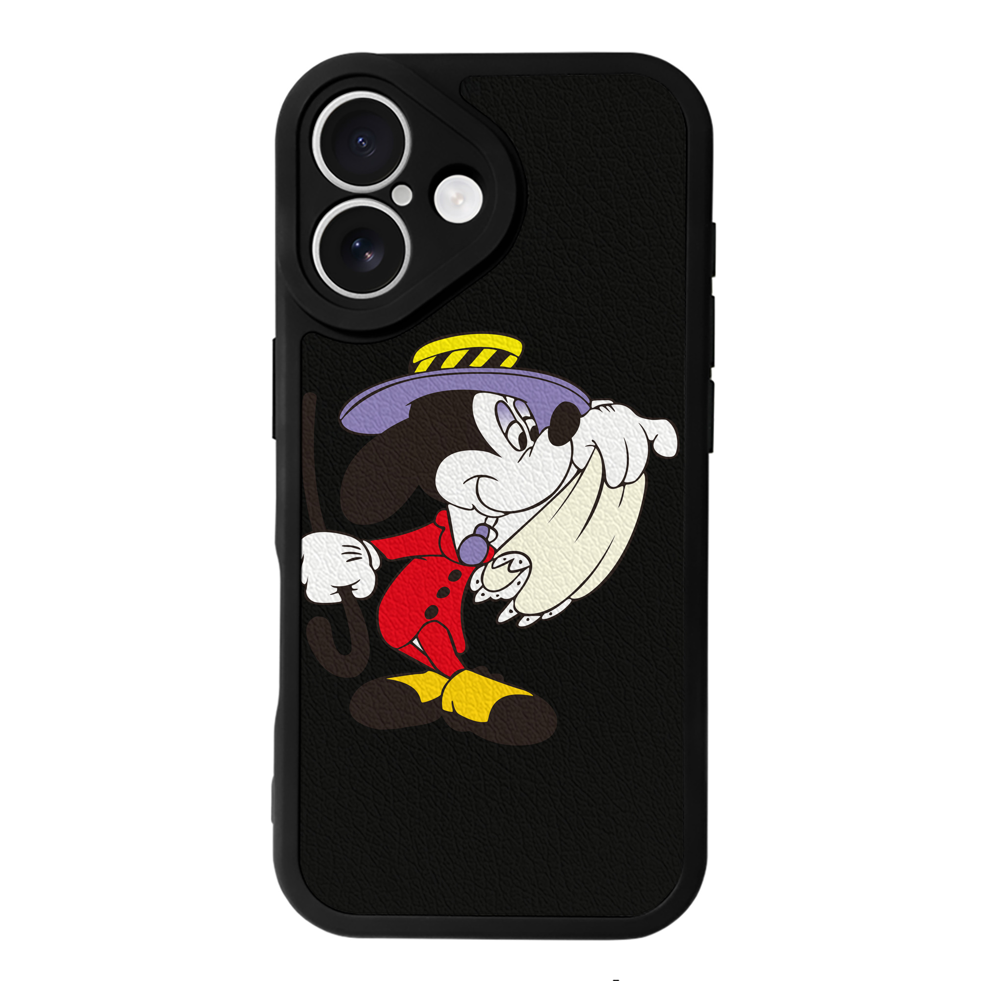 （画像用） ミッキーマウス Mickey Mouse 【iPhone 16シリーズ対応】シリコンスマホケース（レザー調） 材質：シリコン